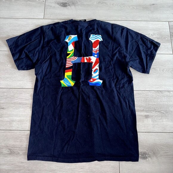 HUF French Navy Blue Blue Global Trip Classic H Cotton T-Shirt Men's Medium - Picture 1 of 5